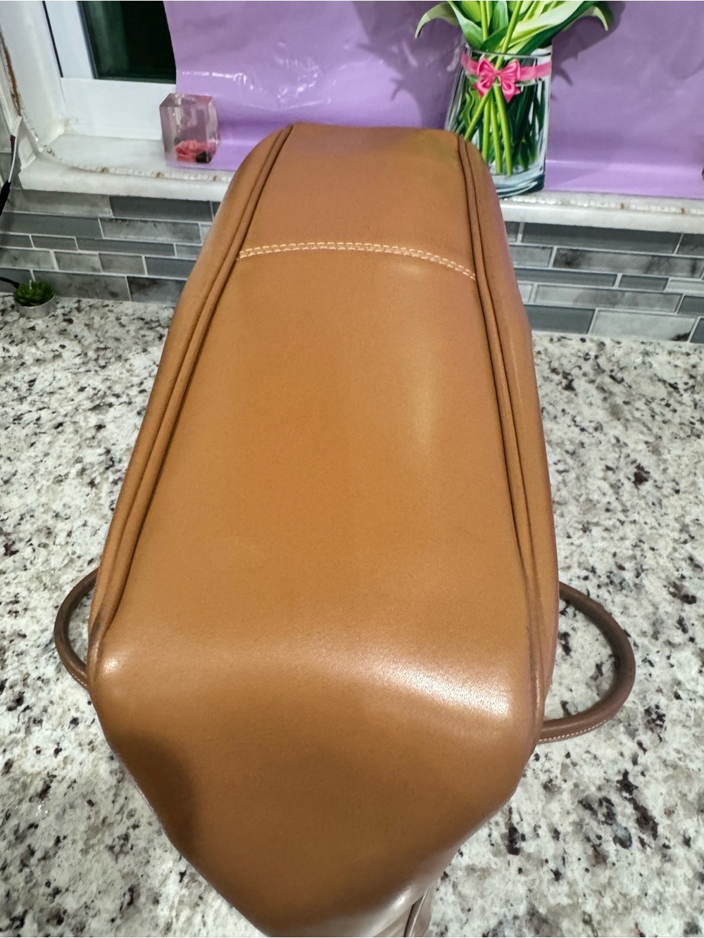 Furla Caramel Leather Tote with silver hardware - Picture 14 of 15
